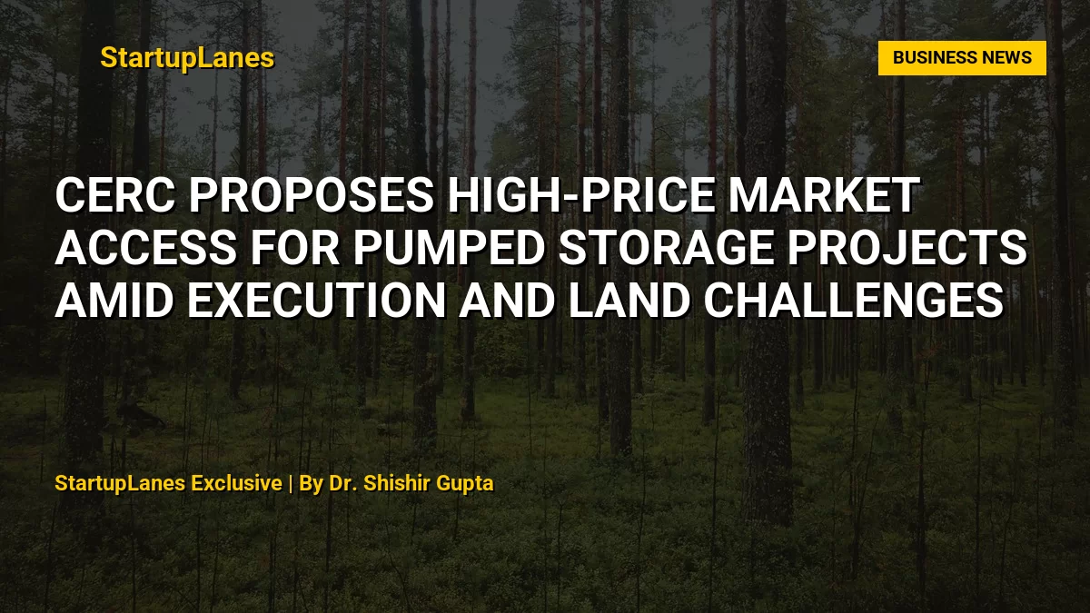 CERC Proposes High-Price Market Access for Pumped Storage Projects Amid Execution and Land Challenges
