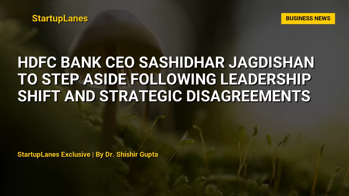 HDFC Bank CEO Sashidhar Jagdishan to Step Aside Following Leadership Shift and Strategic Disagreements