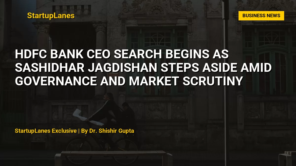 HDFC Bank CEO Search Begins as Sashidhar Jagdishan Steps Aside Amid Governance and Market Scrutiny