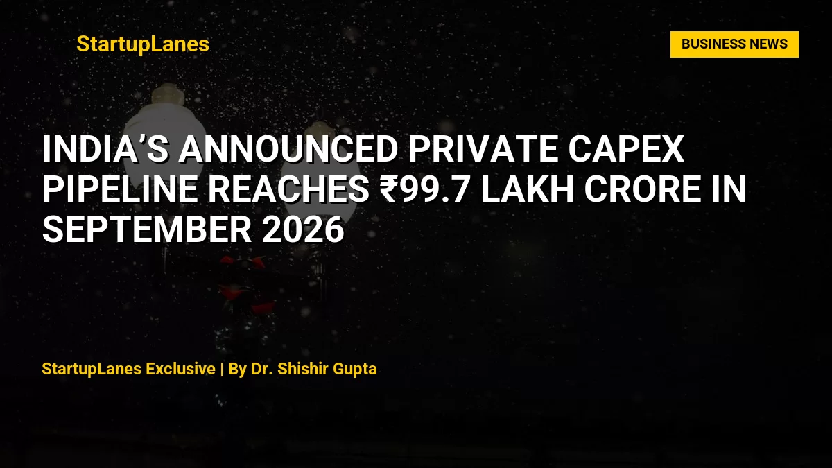 India’s Announced Private Capex Pipeline Reaches ₹99.7 Lakh Crore in September 2026