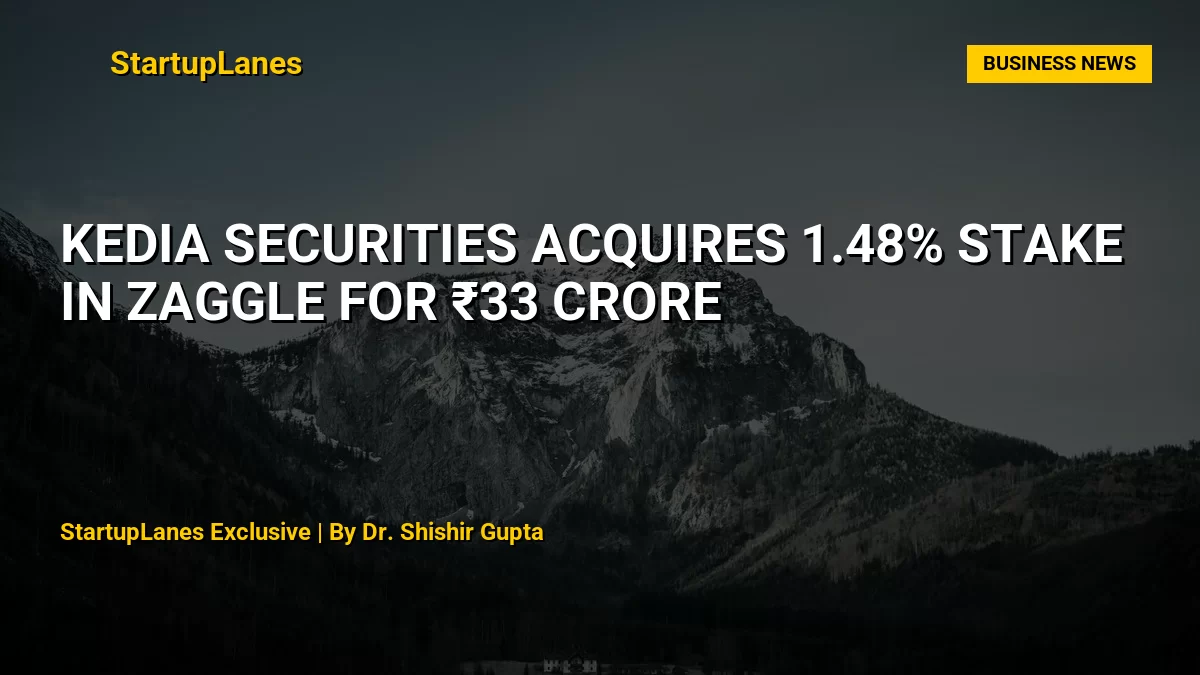 Kedia Securities Acquires 1.48% Stake in Zaggle for ₹33 Crore