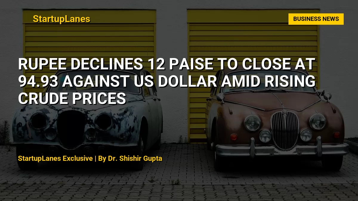 Rupee Declines 12 Paise to Close at 94.93 Against US Dollar Amid Rising Crude Prices