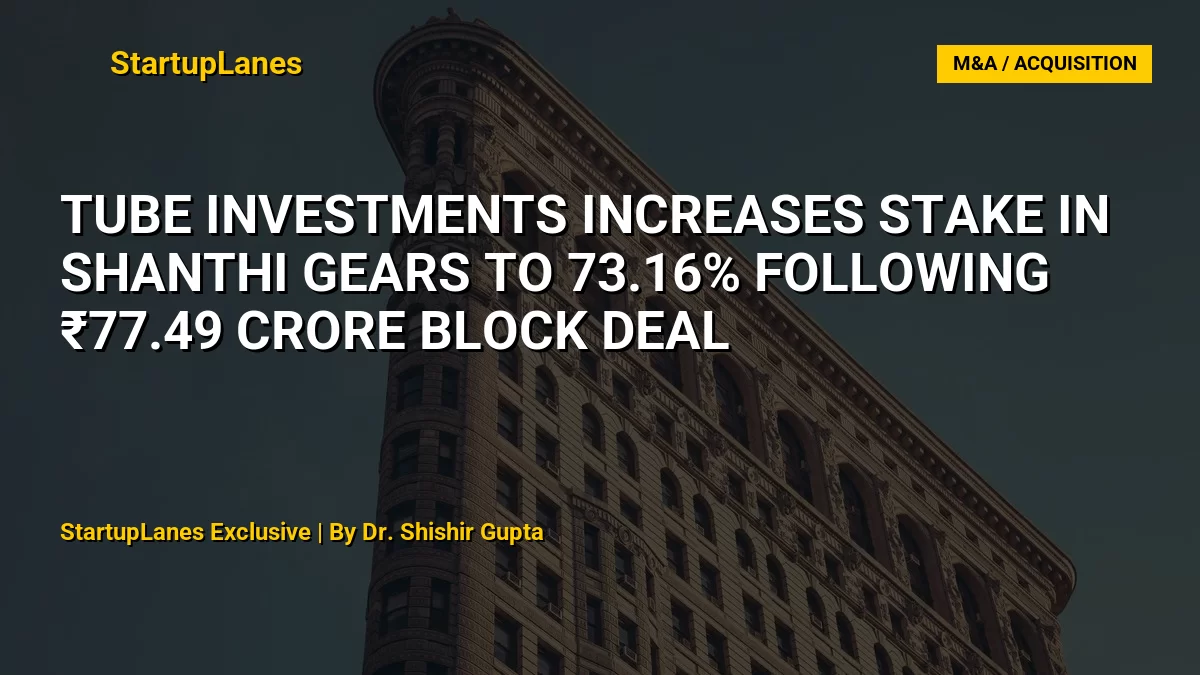 Tube Investments increases stake in Shanthi Gears to 73.16% following ₹77.49 crore block deal